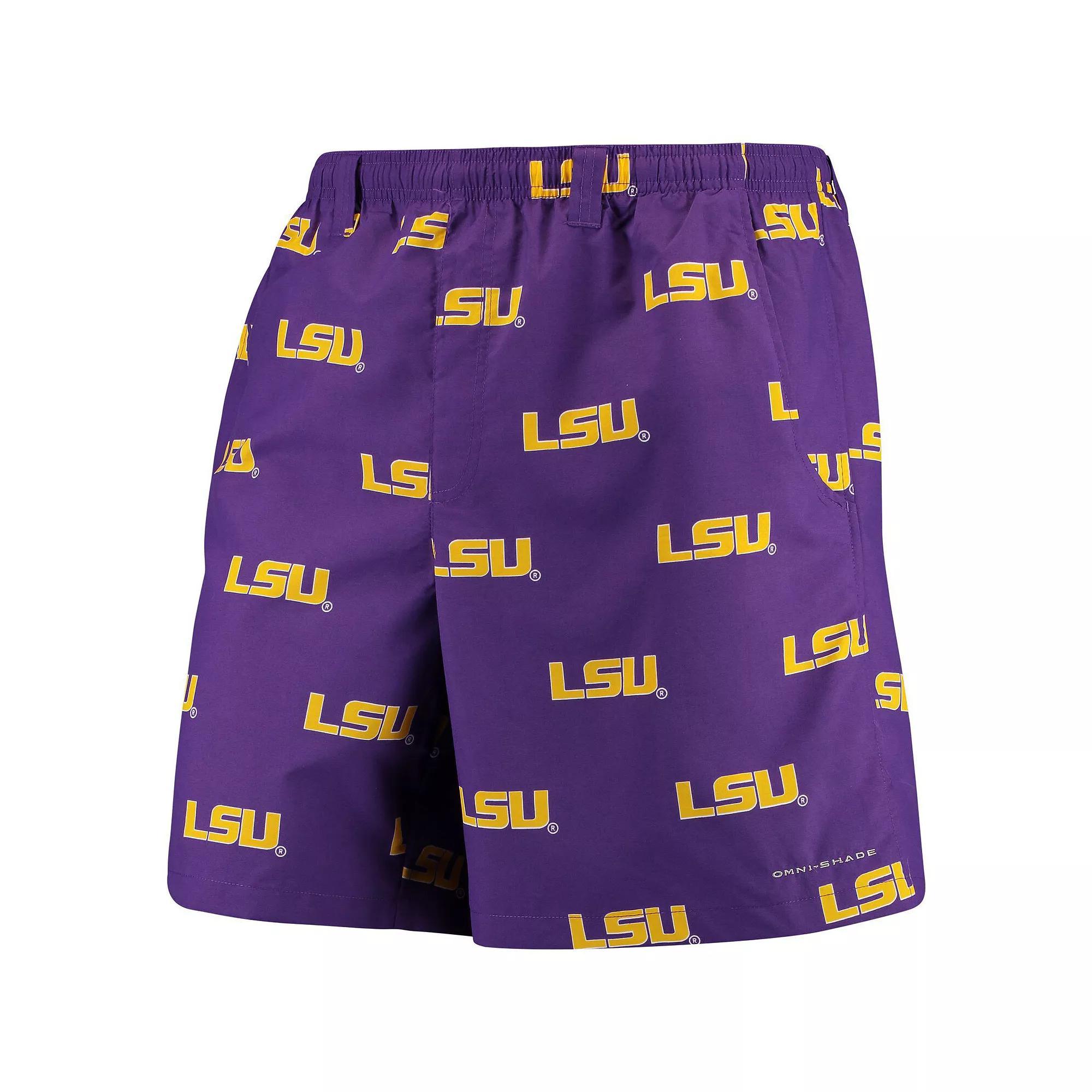 Men's Columbia PFG Purple LSU Tigers Backcast II 8" Omni-Shade Hybrid Shorts, Size: XL Product Image