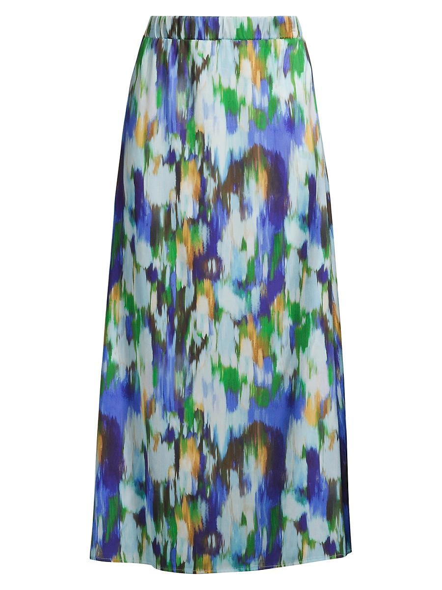 Womens Watercolor-Printed Maxi Skirt Product Image
