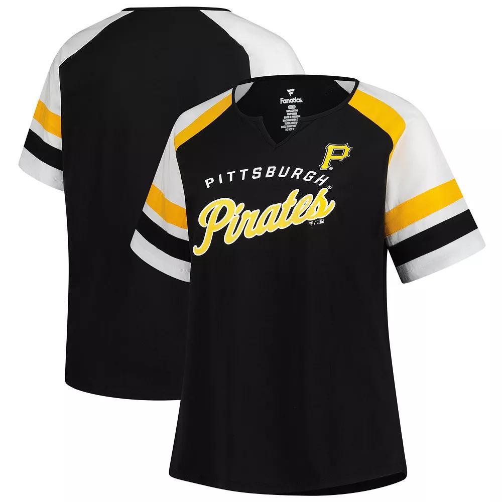 Women's Profile  Black Pittsburgh Pirates Plus Sized Arched Notch Neck T-Shirt, Size: 2XL Product Image