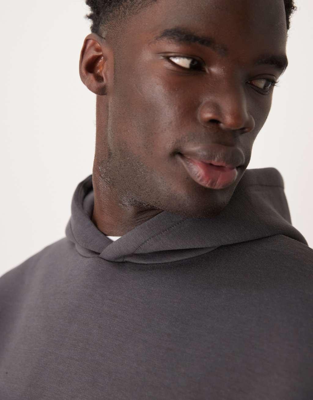 ASOS DESIGN boxy oversized scuba hoodie in washed black Product Image