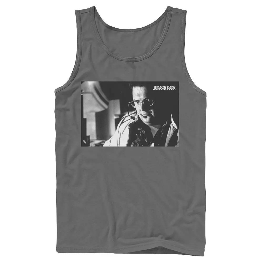 Men's Jurassic Park Dennis Nedry Computer Work Graphic Tank Top, Size: Small, Grey Product Image