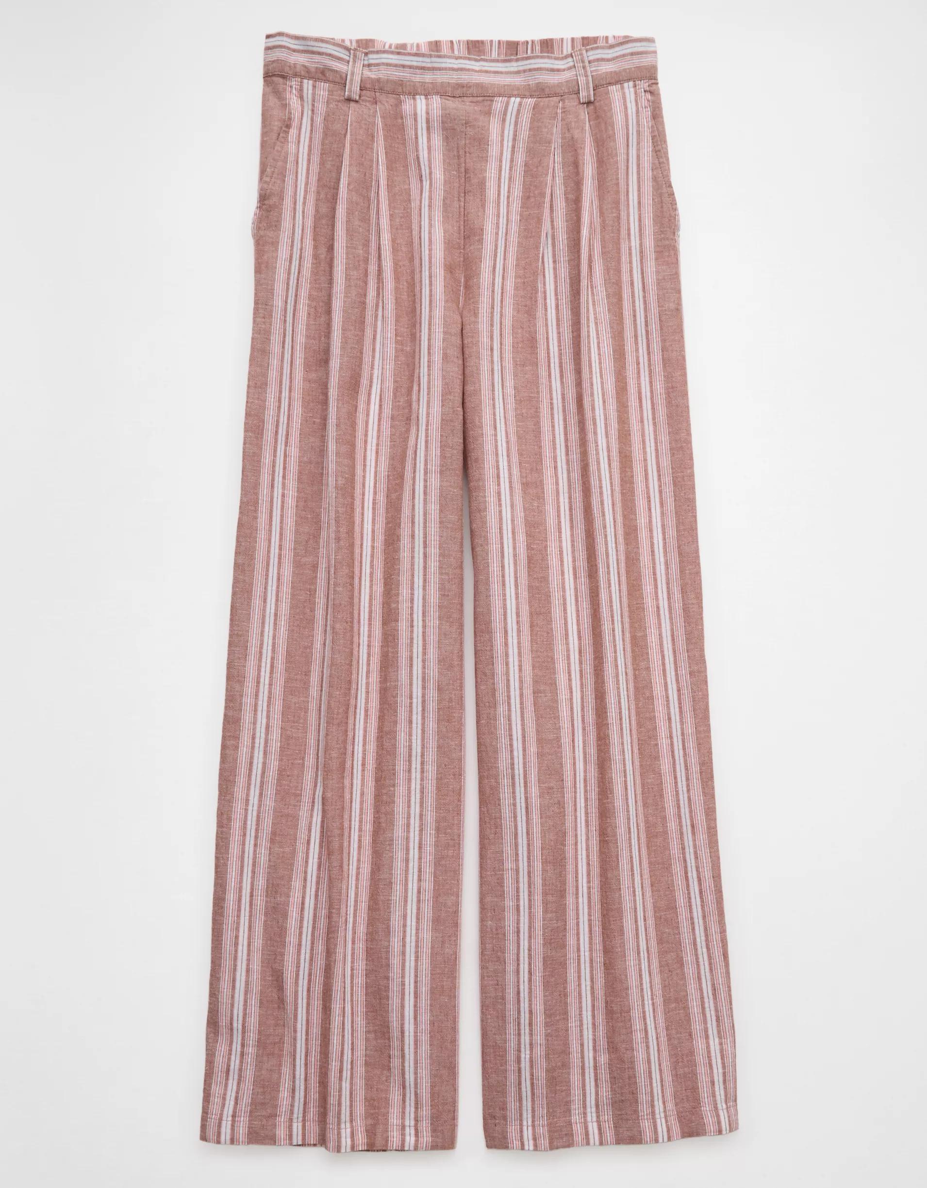 AE Linen-Blend High-Waisted Wide-Leg Pant Product Image