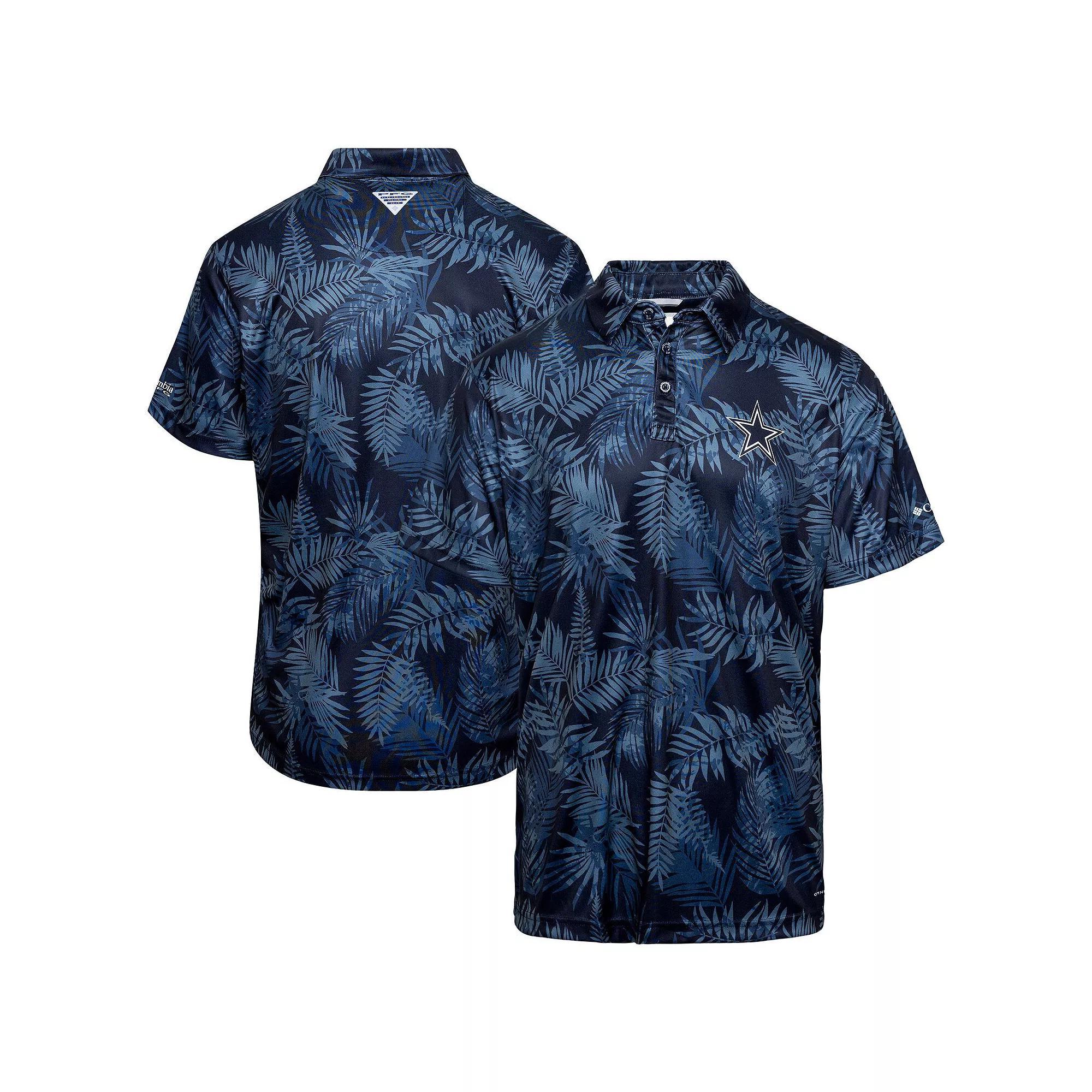 Men's Columbia Navy Dallas Cowboys PFG Super Terminal Tackle�� Omni-Shade�� Polo, Size: Large, Blue Product Image