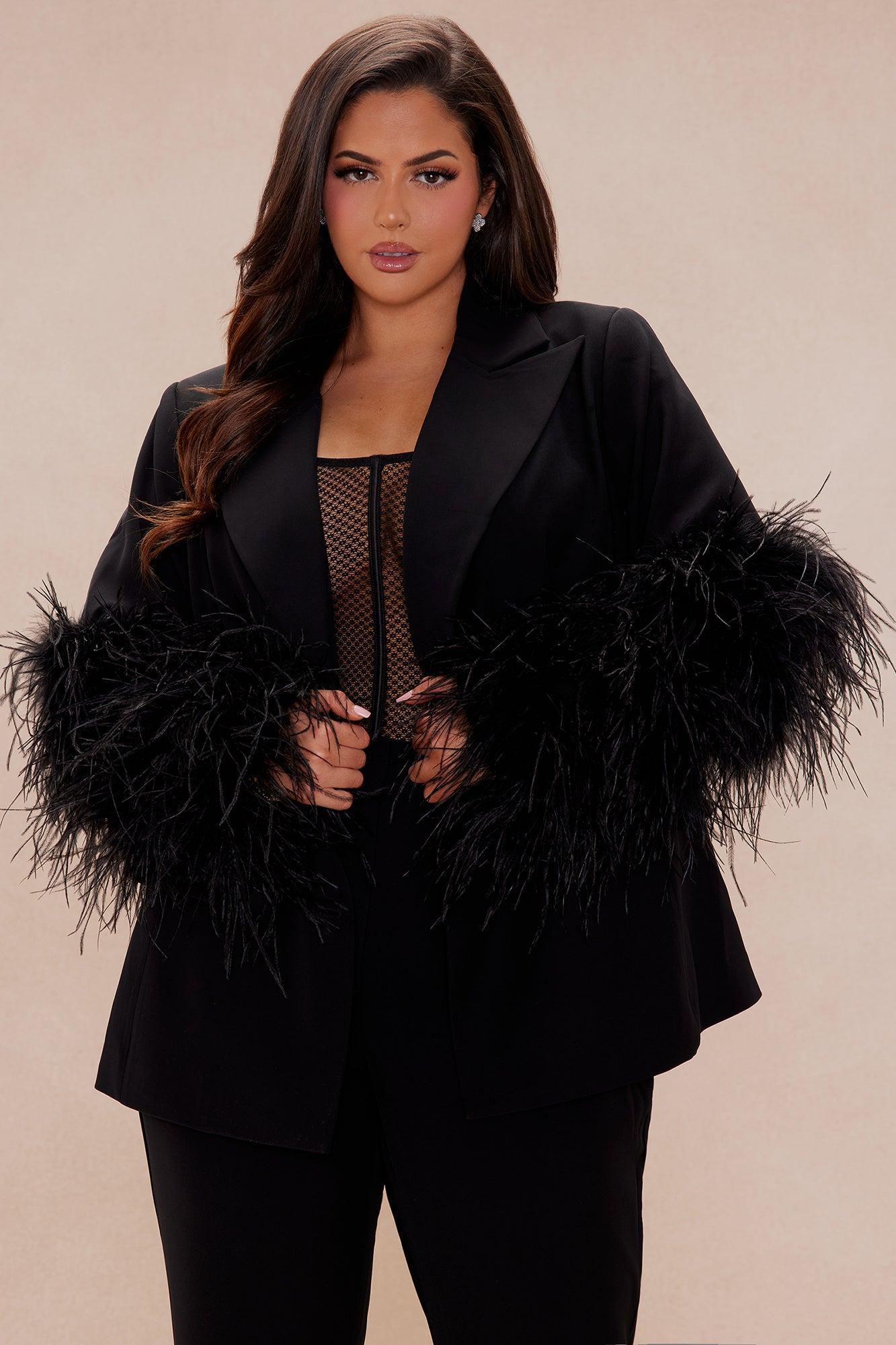 Premium Feather Blazer - Black Product Image