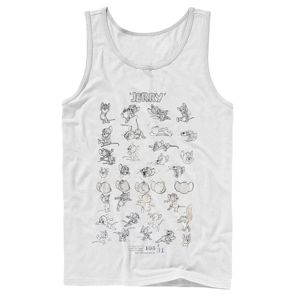 Mens Tom And Jerry Character Art Tank Top, Men's, Size: Large, White Product Image