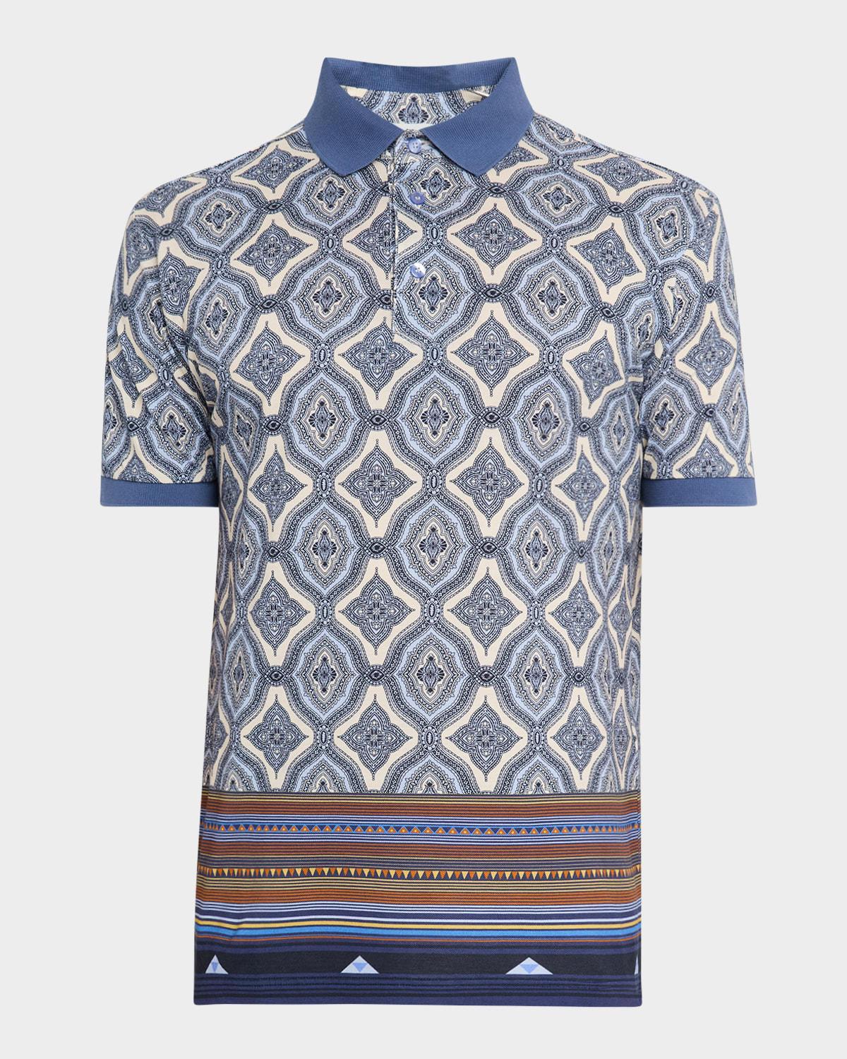 Men's Medallion Stripes Polo Shirt Product Image