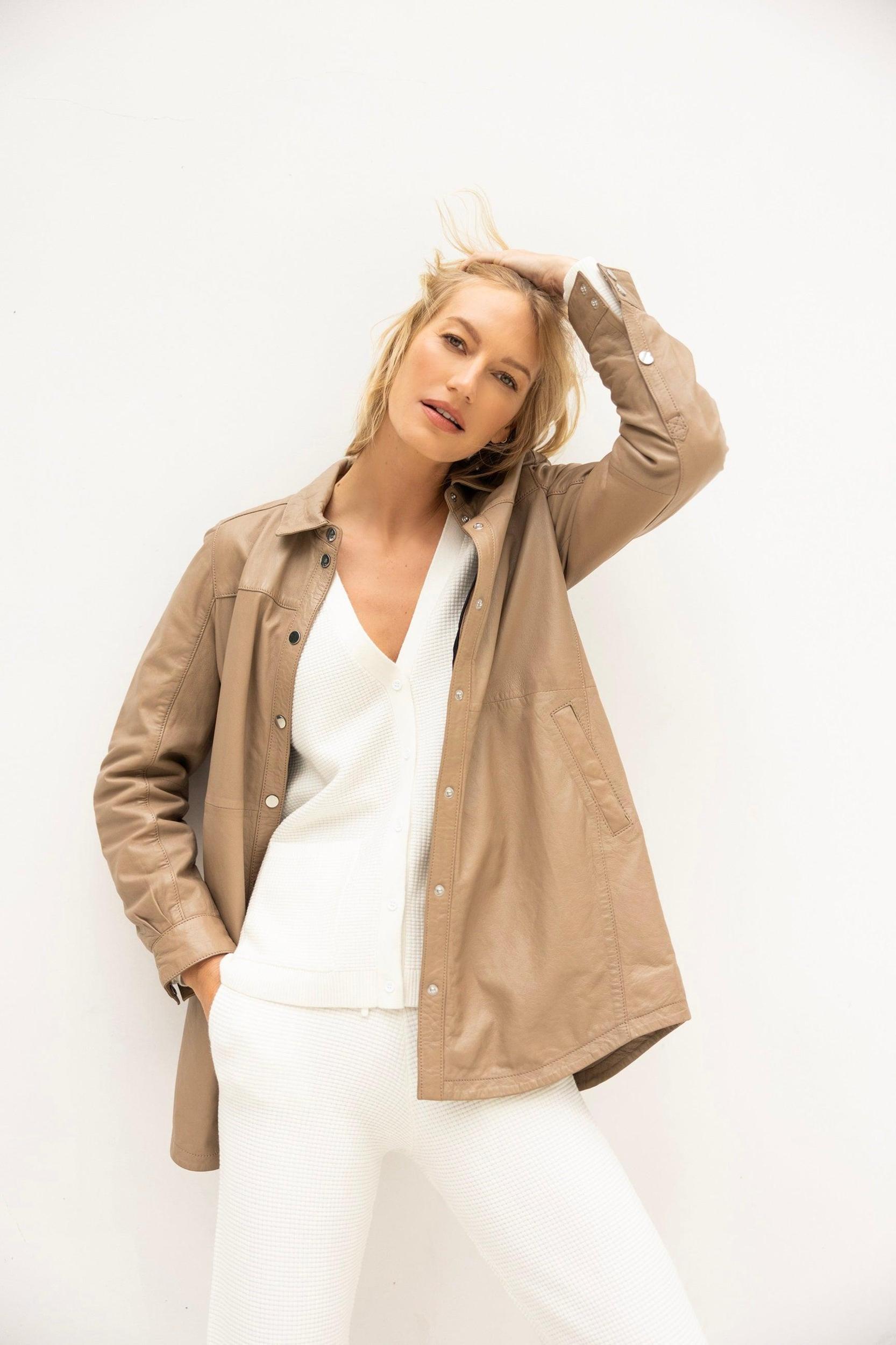 Mahi RF Leather Jacket- Toffee Product Image