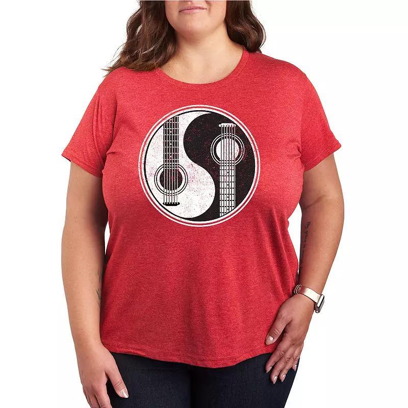 Plus Yin Yang Guitar Graphic Tee, Womens Grey Red Product Image