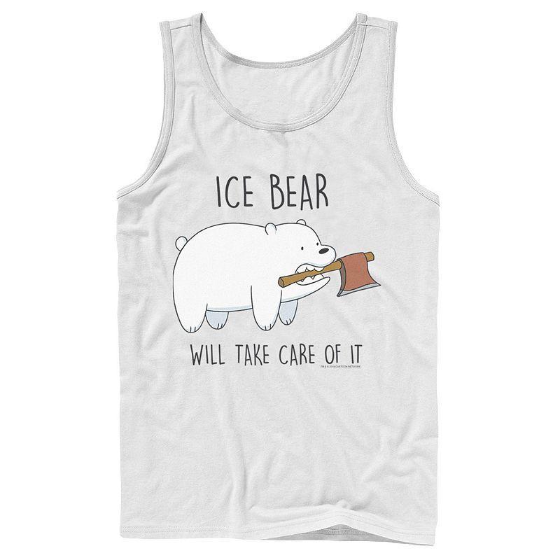 Mens Cartoon Network We Bare Bears Ice Bear Take Care Of It Axe Tank Top Blue Product Image