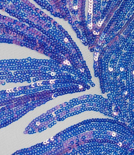 Morgan & Co. Pattern Sequin Cage Back Long Dress Product Image