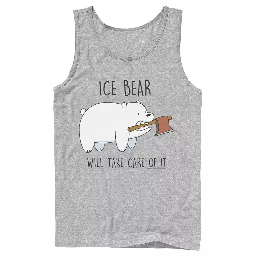 Men's Cartoon Network We Bare Bears Ice Bear Take Care Of It Axe Tank Top, Size: Large, Athletic Grey Product Image