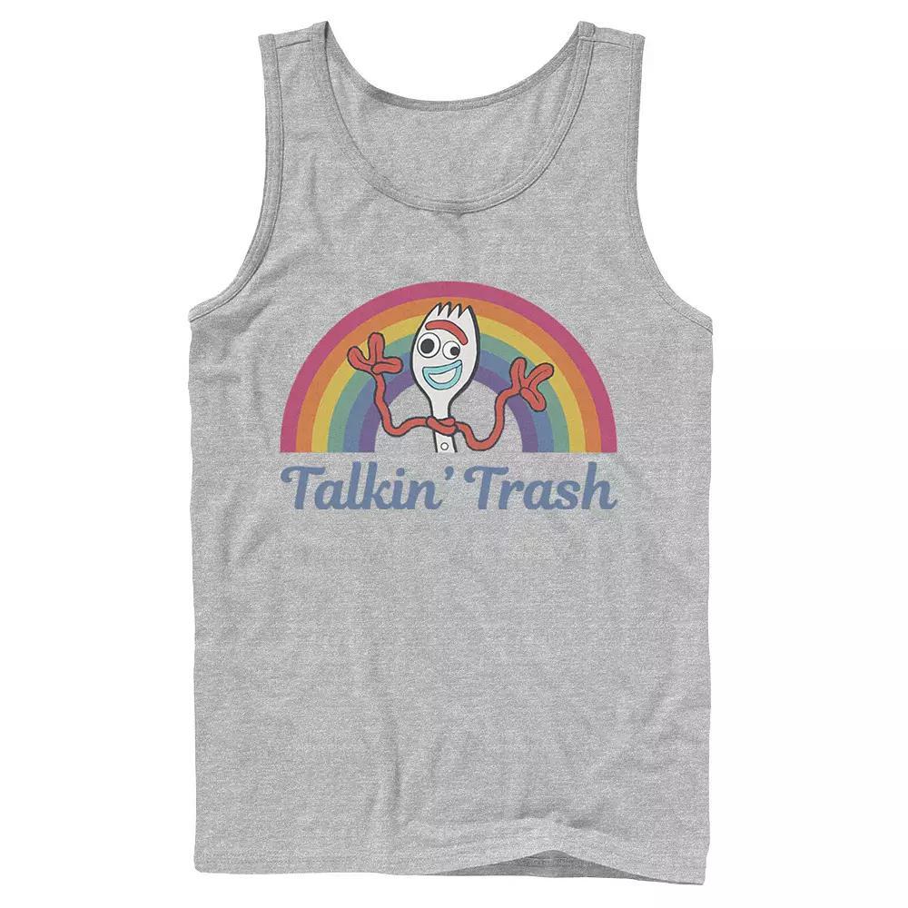 Men's Disney / Pixar Toy Story 4 Forky Talkin' Trash Rainbow Poster Tank Top, Size: Large, Athletic Grey Product Image