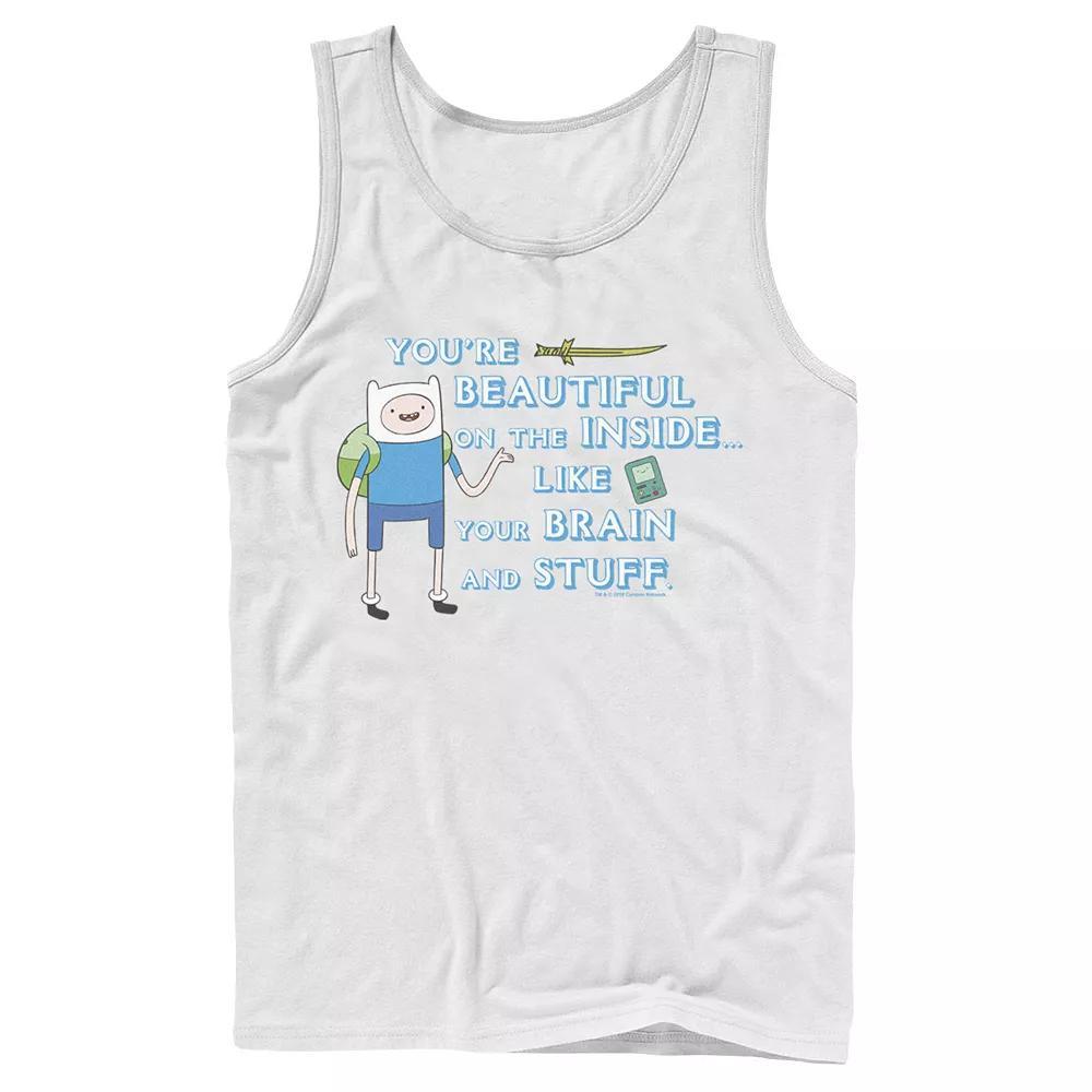 Men's Adventure Time Finn You're Beautiful On The Inside Portrait Tank Top, Size: Large, White Product Image