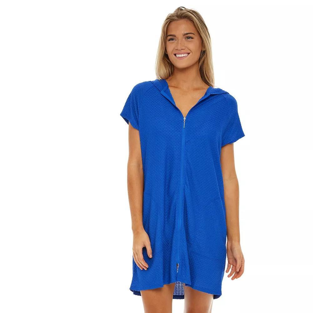 Womens Jordan Taylor Zip-Front Waffle-Weave Swim Cover- Product Image