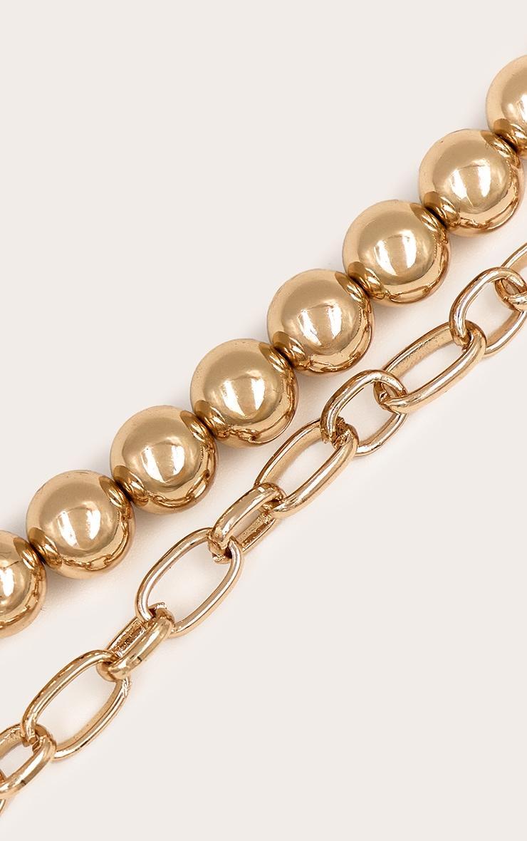 Gold Beaded Layered Chain Necklace Product Image