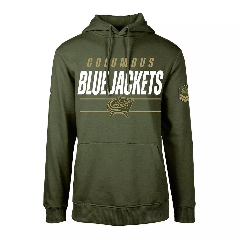 Mens Levelwear Olive Columbus Blue Jackets Podium Fleece Pullover Hoodie Product Image