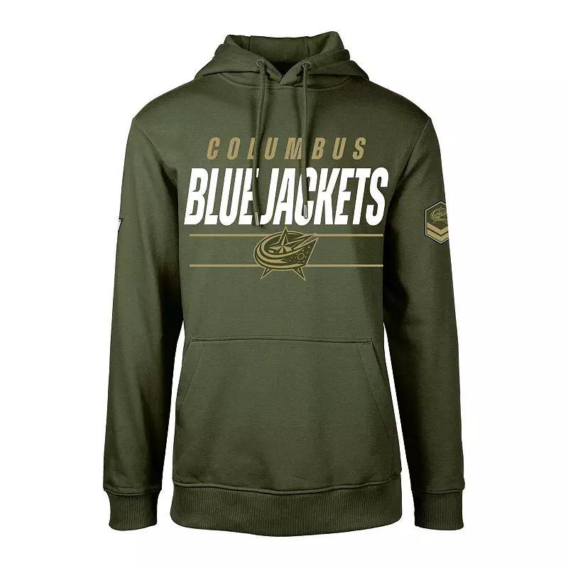 Mens Levelwear Olive Columbus Blue Jackets Podium Fleece Pullover Hoodie Product Image