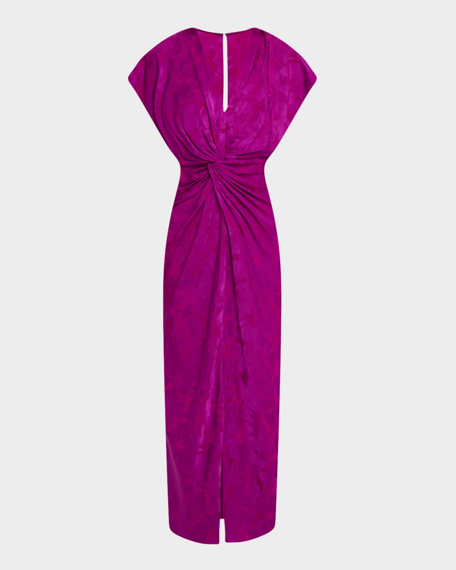 Jackie Floral Jacquard Twisted Midi Dress Product Image