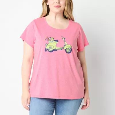 St. John's Bay Plus Womens Crew Neck Short Sleeve Graphic T-Shirt Product Image