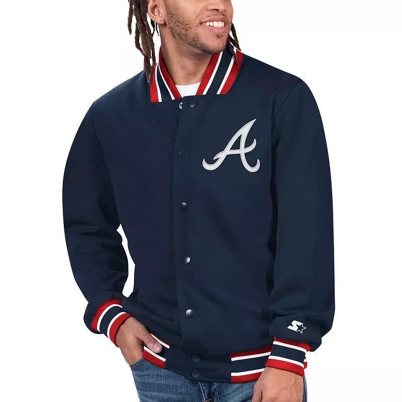 Men's Starter Navy Atlanta Braves Secret Weapon Full-Snap Jacket, Size: 2XL, Blue Product Image