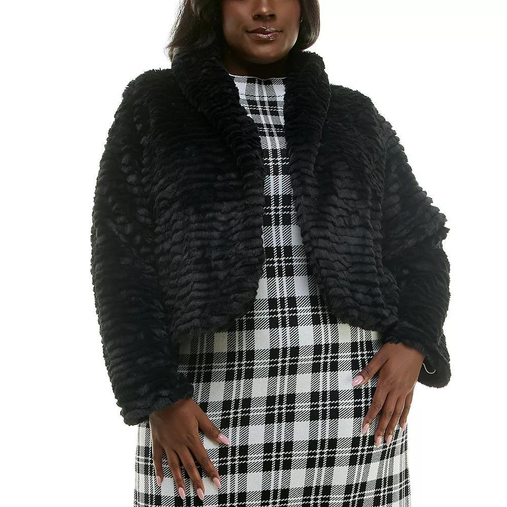 Plus Size Nina Leonard Faux Fur Bolero Jacket, Women's, Size: 1XL, Black Product Image