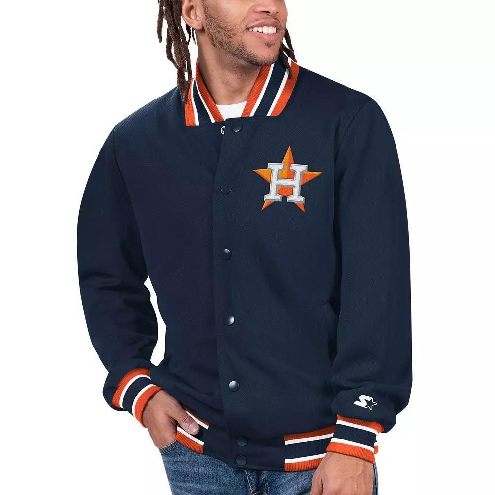 Men's Starter Royal Houston Astros Secret Weapon Satin Full-Snap Jacket, Size: XL, Blue Product Image