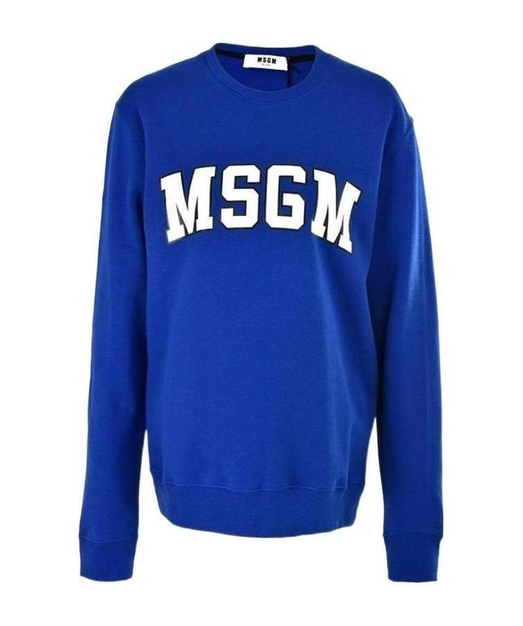 MSGM Logo Letter Printed Sweater In Blue Product Image