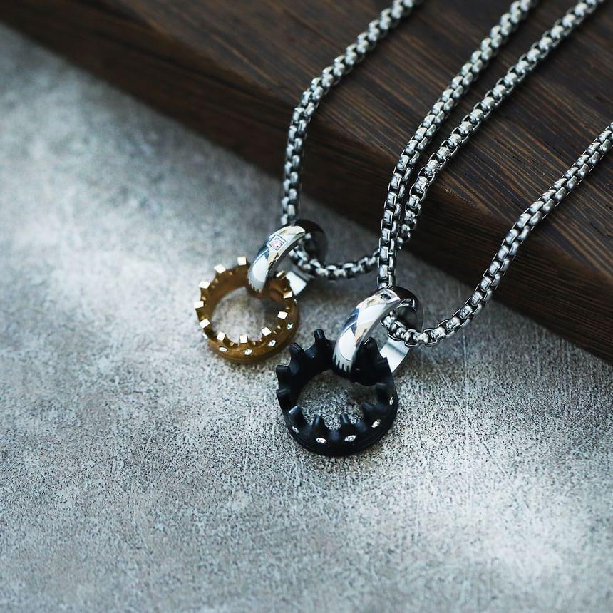 Crown Rhinestone Stainless Steel Pendant / Necklace / Set Product Image