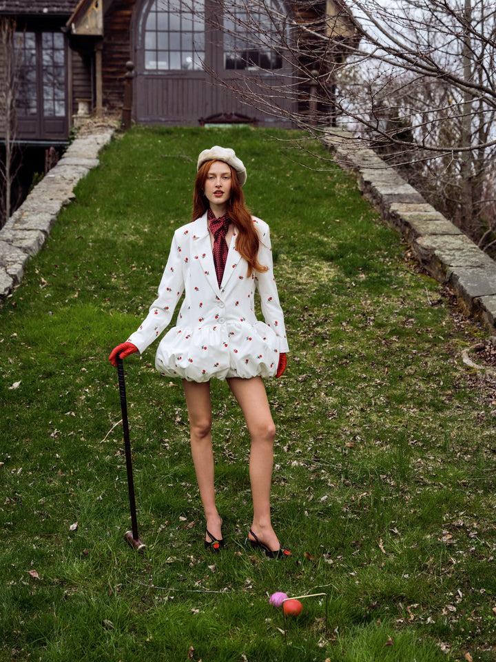 Talia Blazer Dress — White Product Image