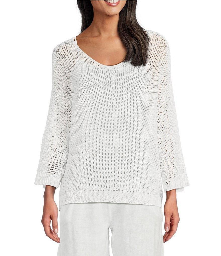 M Made in Italy V-Neck 3/4 Sleeve Knit Top Product Image