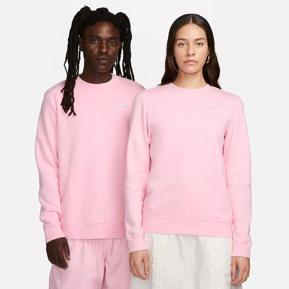 Women's Nike Sportswear Club Embroidered Logo Fleece Crewneck Sweatshirt, Size: XS, Soft Pink Product Image