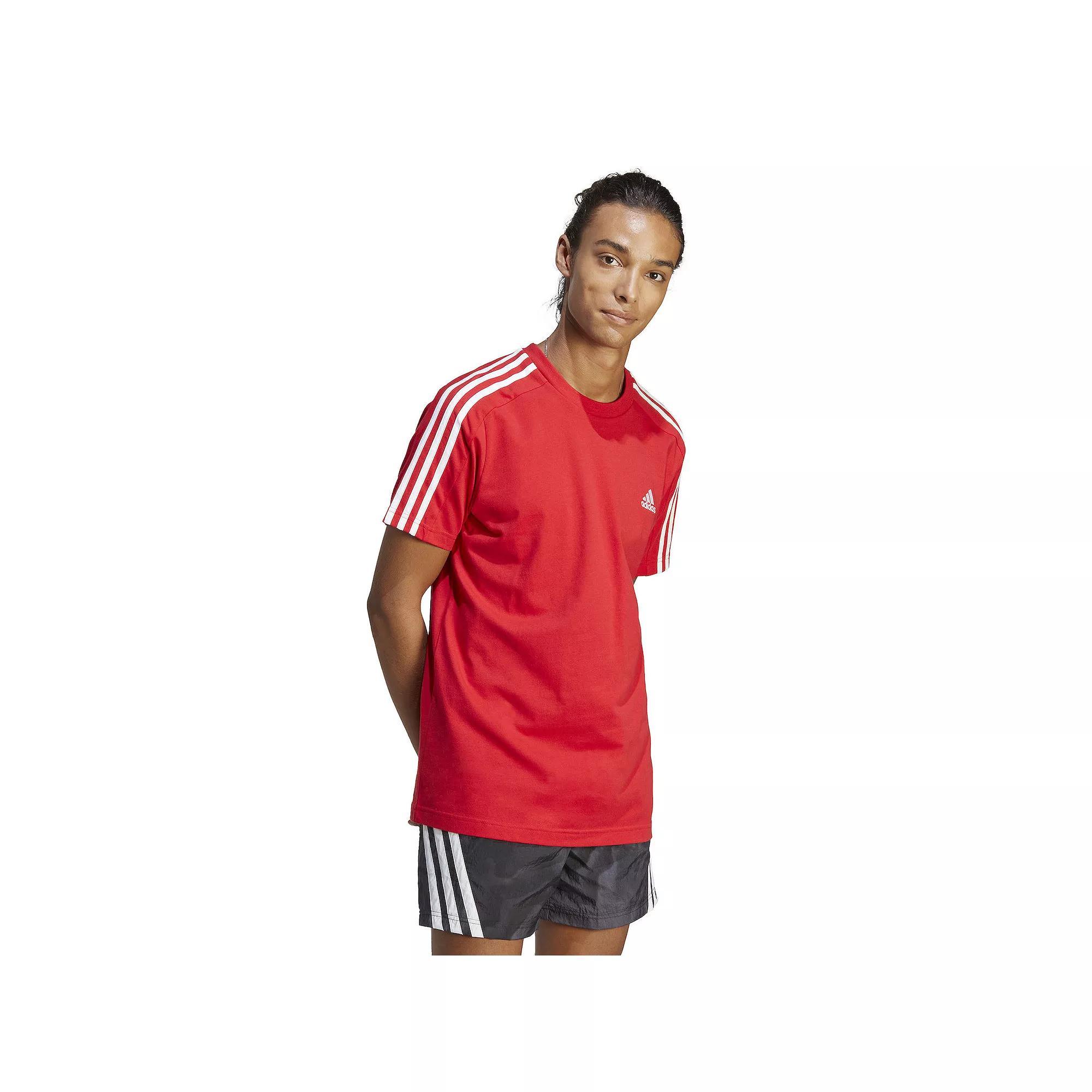 Men's adidas Sportswear Essentials 3-Stripes Tee, Size: XXL, Better Red Product Image