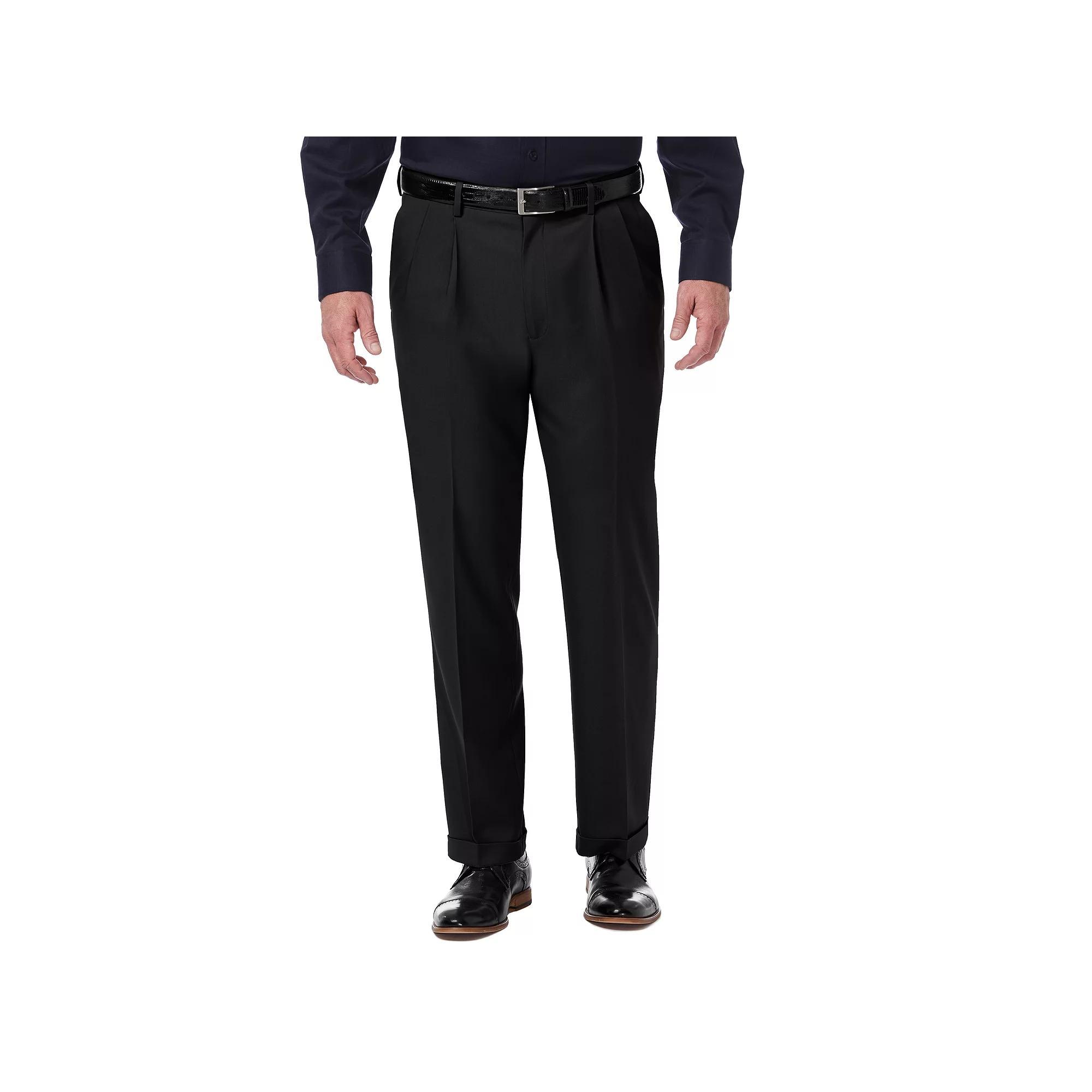 Mens Haggar Premium Comfort Expandable-Waist Classic-Fit Stretch Pleated Dress Pants, Mens Product Image