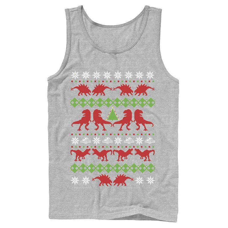 Men's Jurassic Park Knit Style Tank Top, Size: Large, Athletic Grey Product Image