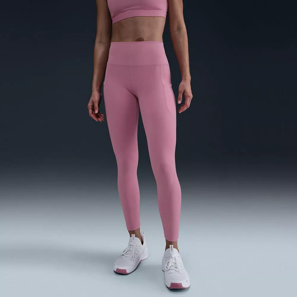 Women's Nike One Pocketed High-Waisted 7/8 Ankle Leggings, Size: XXL, Elemental Pink Product Image
