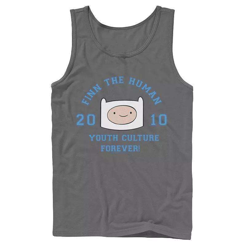 Men's Cartoon Network Adventure Time Finn The Human Youth Culture Forever Tank Top, Size: Large, Athletic Grey Product Image