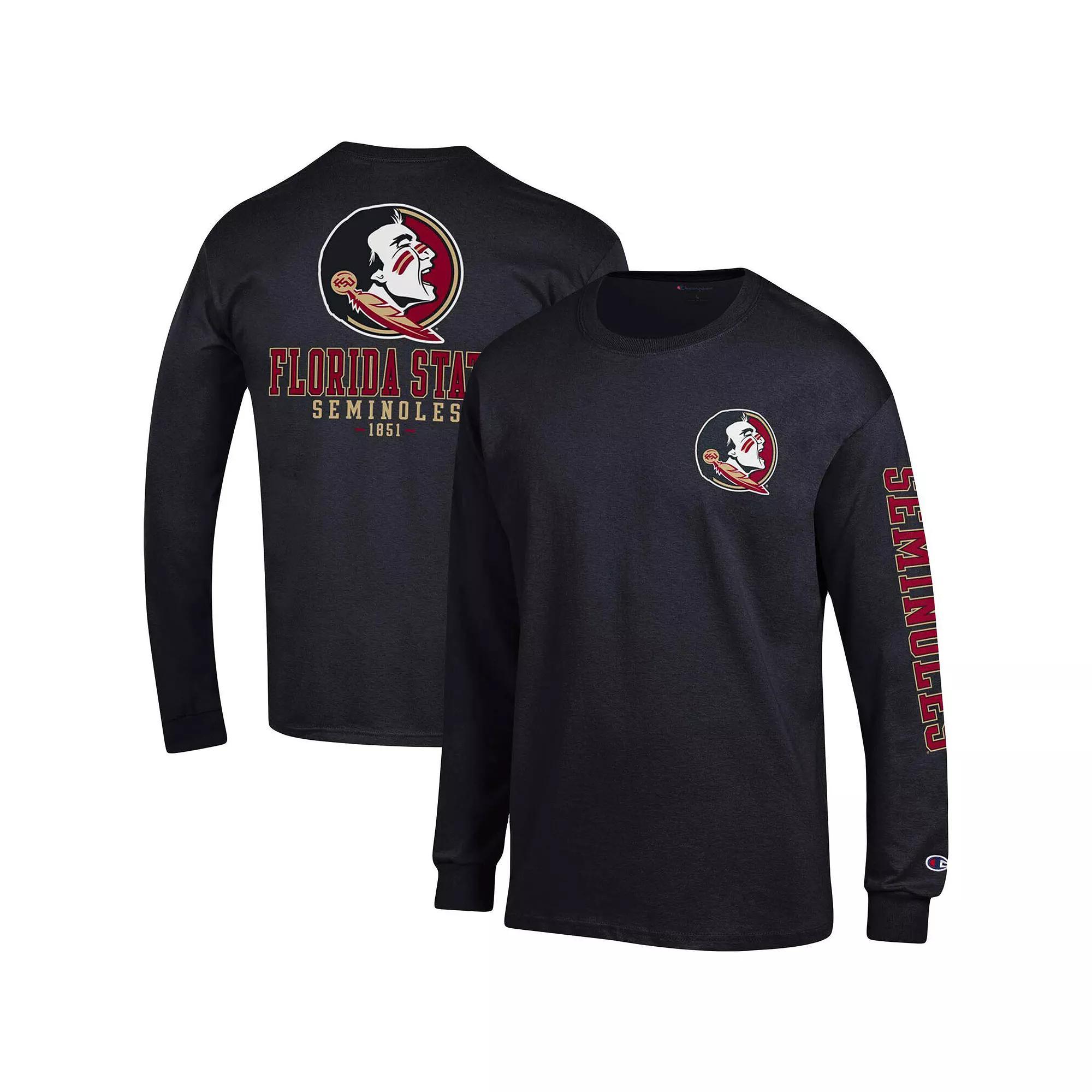 Men's Champion Black Florida State Seminoles Team Stack Long Sleeve T-Shirt, Size: Small Product Image