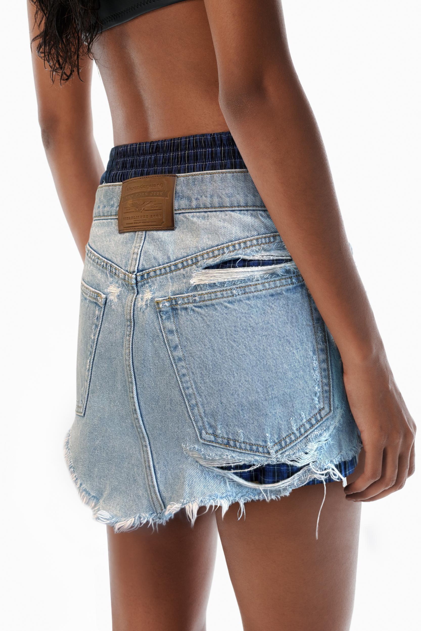 Distressed Pre-styled Denim Skirt Product Image