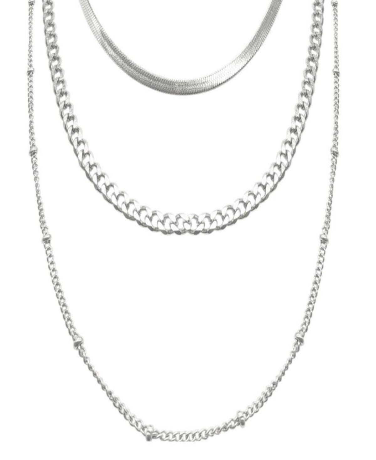 Adornia Stainless Steel Layered Chain Necklace, Women's, Size: 17", Silver Tone Product Image