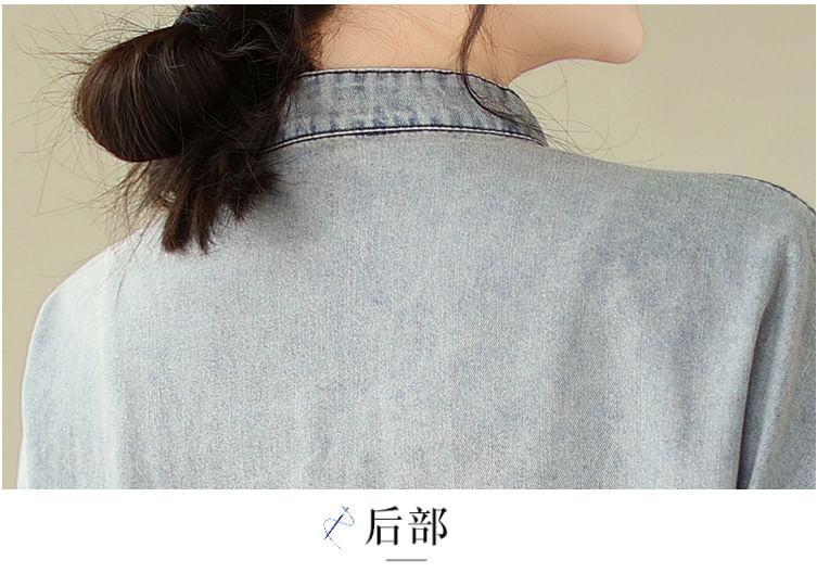 Washed Pocket Detail Denim Single-Breasted Jacket Product Image
