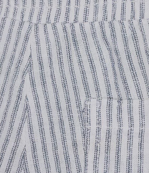Westbound Petite Size Blue White Stripe Crop Linen Blend Pants Product Image