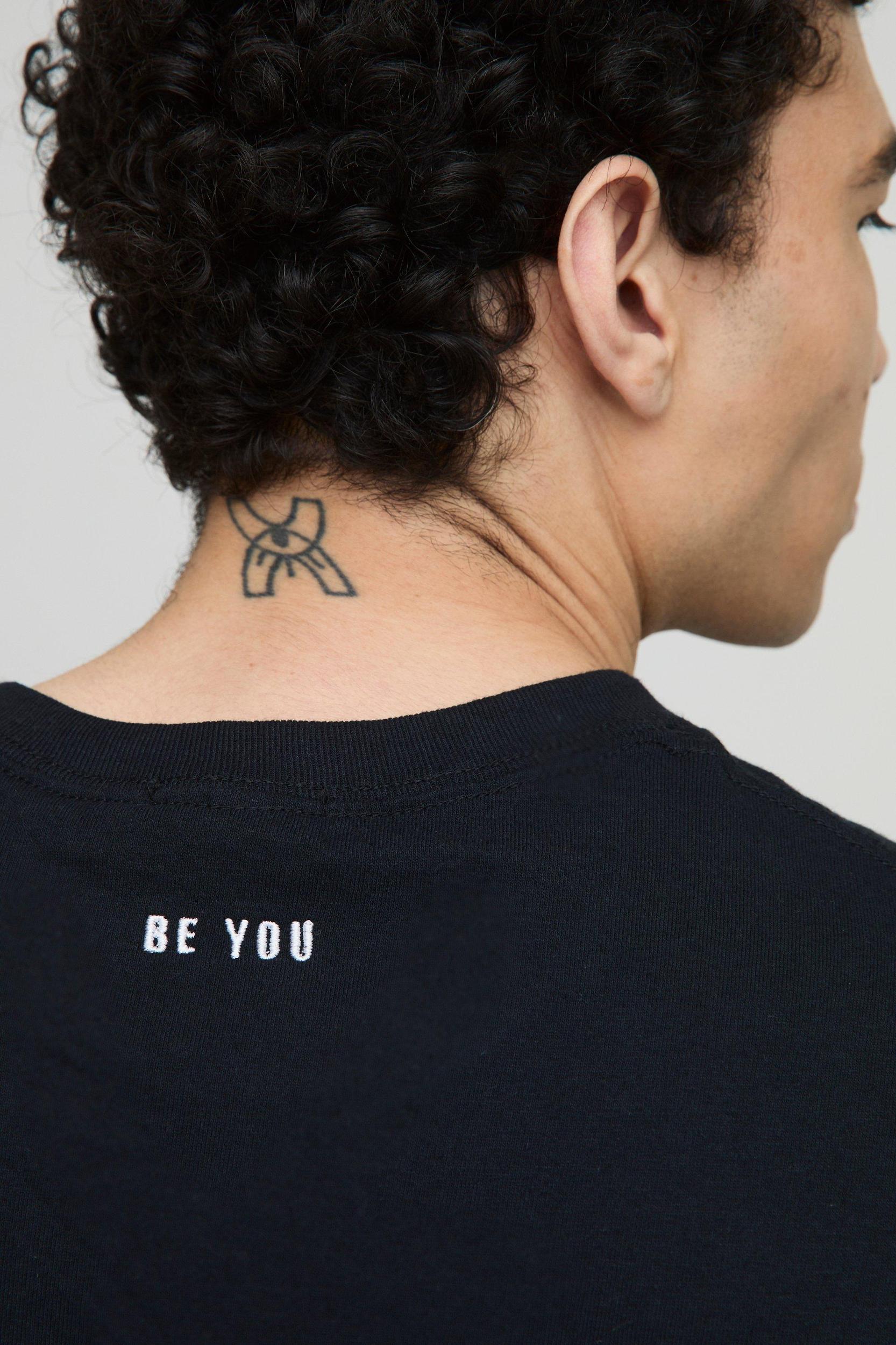 Oversized Rainbow Heart Be You Embroidered Pride T-Shirt | boohooMAN USA Product Image