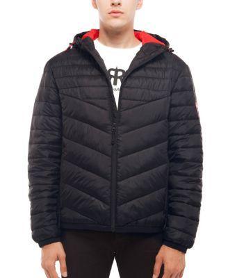 Men's Rokka&Rolla Lightweight Hooded Puffer Jacket, Size: Small, Black Product Image