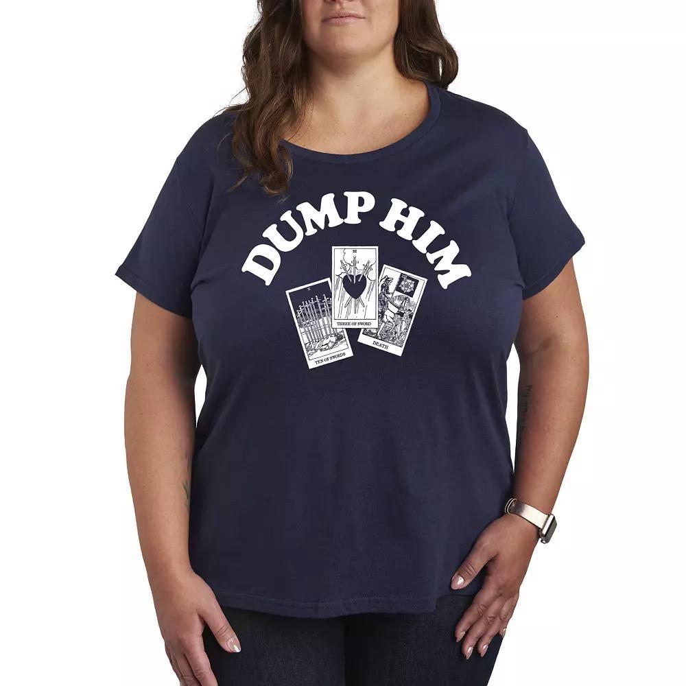 Plus Size Dump Him Tarot Graphic Tee, Womens Grey Dark Red Product Image