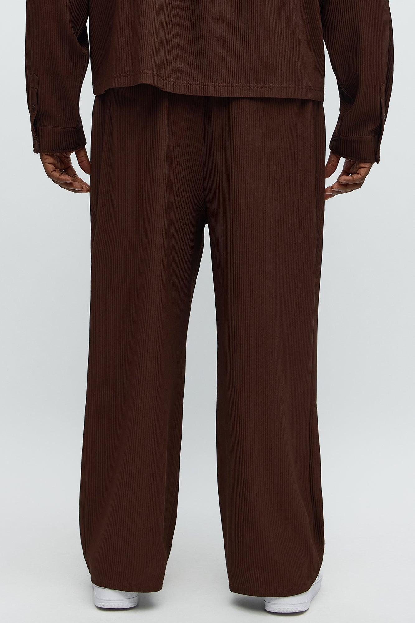 Show Up Baggy Elastic Waist Pant - Brown Product Image
