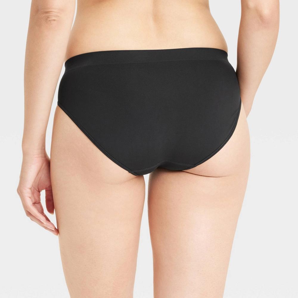 Women's Seamless Bikini Underwear - Auden™ Black S: Mid Rise, Nylon-Spandex Blend Product Image
