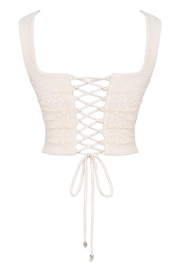 Una Vintage Cream Lace Corset Product Image