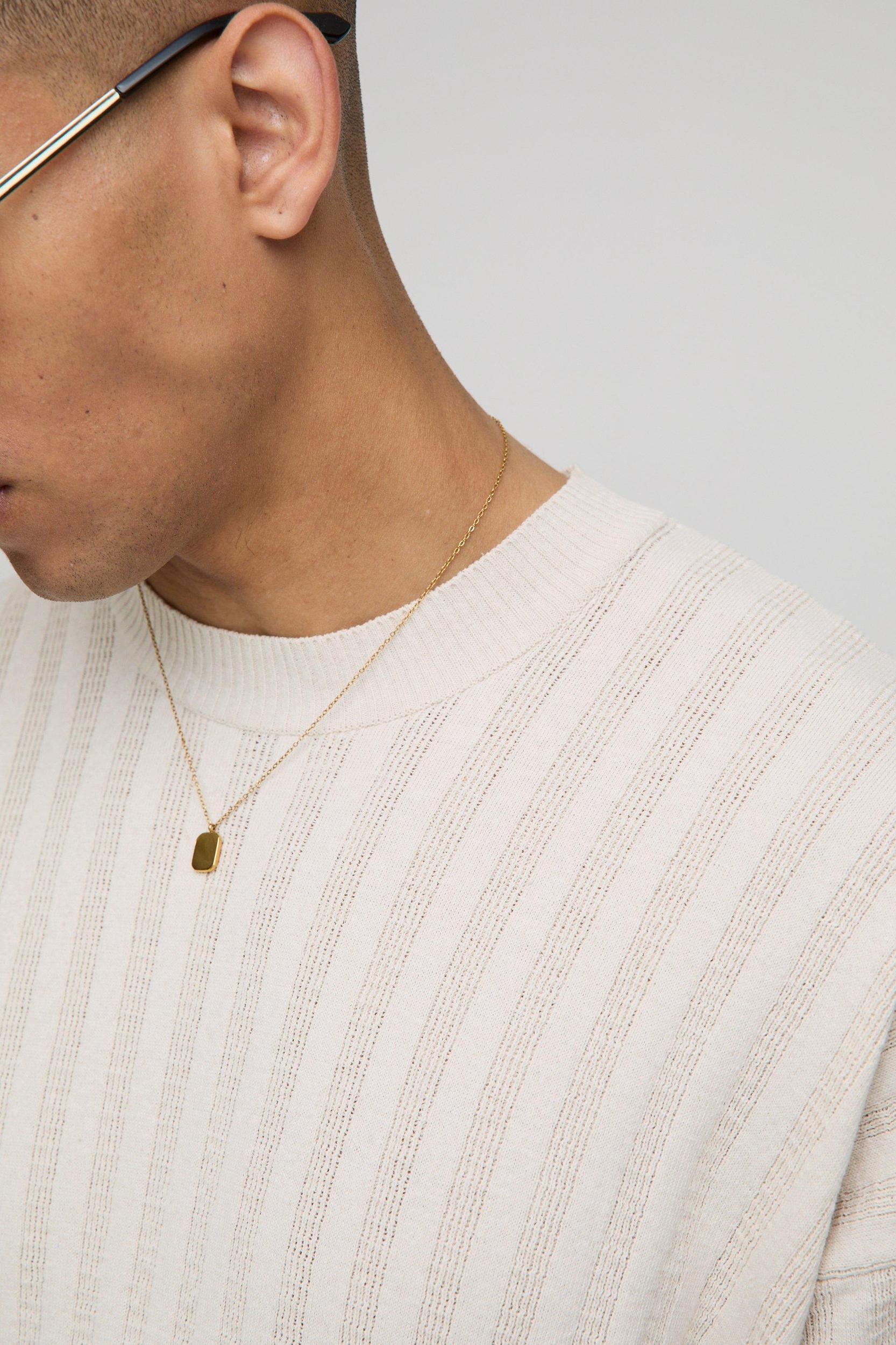 Oversized Extended Neck Ribbed Knitted T-Shirt | boohooMAN USA Product Image