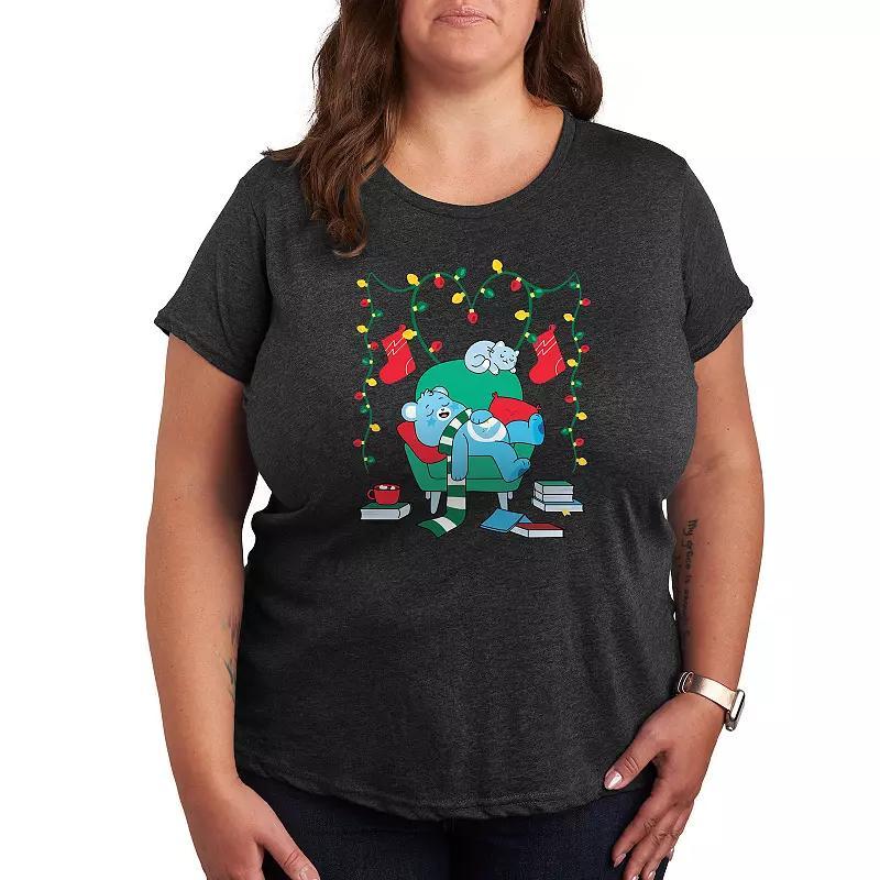 Plus Shamrock Hearts Line Art Graphic Tee, Womens Heather Grey Product Image