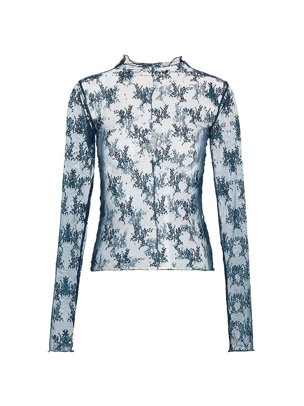 Free People Lady Lux Jacquard Sheer Mock Neck Long Sleeve Layering Top Product Image